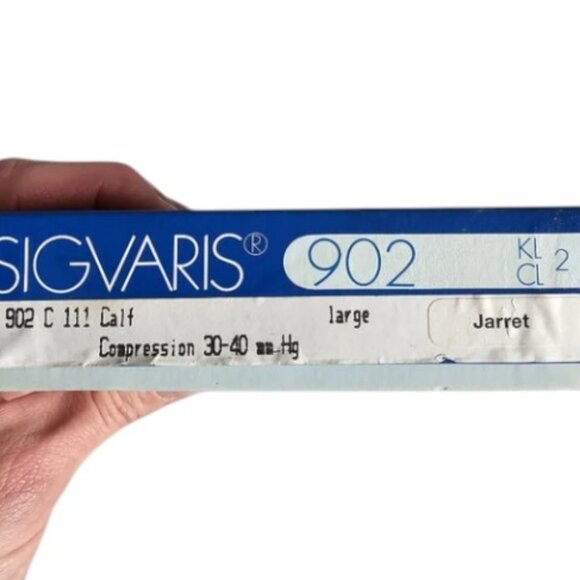 Sigvaris Jarret tan 902 calf slip-on medical compression stockings size L NWT - Picture 5 of 5